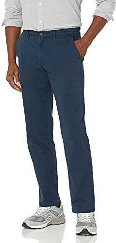 Amazon Essentials Men's Straight-Fit Casual Stretch Khaki, Navy, 28W x 32L