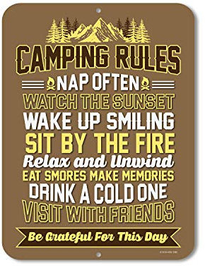 Lustige Campingschilder, Campingregeln, 22,9 x 30,5 cm, Blechdekoration