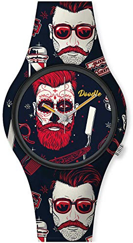 Doodle Watch Herrenuhr Street Fighter Mood Tattoouhr Barber Bart Schwarz DO42001