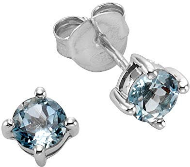 Zeeme Gemstones Damen Ohrringe 925/- Sterling Silber 0,5cm Glänzend Blautopas beh. weiß 273220605