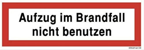 2x Schild Aufkleber Aufzug im Brandfall nicht benutzen Folie selbstklebend 210 x 74 mm von MBS-FIRE