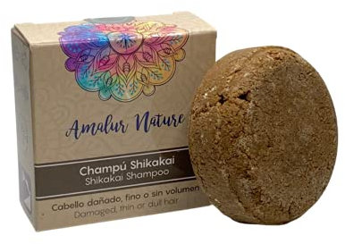 Shikakai Solides Shampoo ohne Sulfate, Glanz und Volumen (50 g) Amalur Nature