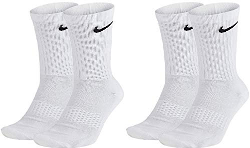 Nike 4 Paar Herren Damen Socken Lang SX4508 weiß oder schwarz, Größe:38-42, Sockenpakete:4 Paar weiss