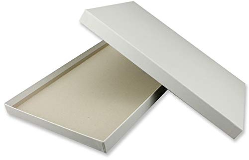 1x DIN A4 - Hochwertige Geschenk- und Aufbewahrungsbox - 30,2 x 21,3 x 2,1 cm - Weiss glänzend - stabiler 650 g/m² Karton