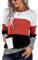 FANGJIN Damen Pullover Mode Longshirt herbest farblock Longshirt Damen Langarm Elegant Oberteil fraeun Tunika lassige Tshirt pink Sweatshirts 2024 Winter Tops Rot S （34 36）