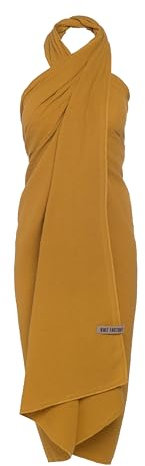 KNIT FACTORY - Liv XL Schal/Pareo - Multifunktionales Musselintuch als Strandtuch und XXL Schal - Sommer Handtuchkleid - Damen Pareo aus 100% Bio-Baumwolle - Ocker
