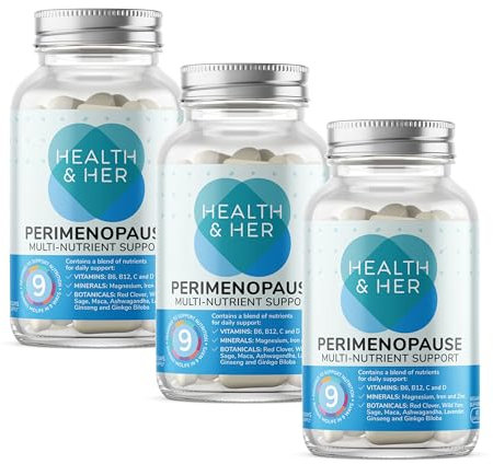 Health & Her Perimenopause Supplements for Women - Wellbeing Support for The Early Stage of Menopause - 3 Month Supply, 180 Capsules - Vegan & Gluten Free