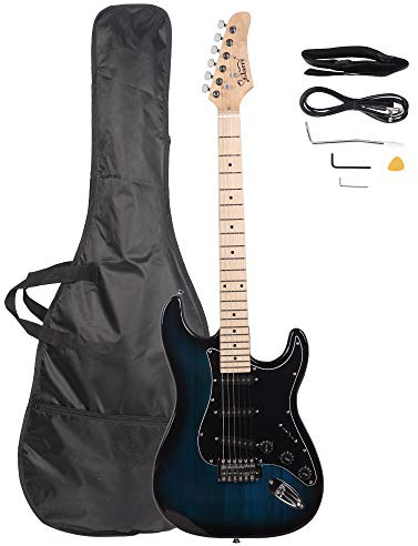 Bonnlo 39 Full Size Electric Guitar for Music Lover Beginner with Accessories Pack Guitar Bag (Dark Blue)