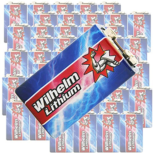 Wilhelm 9V Lithium Block Batterie für Rauchmelder 6LR61 9 Volt – 50 Stück