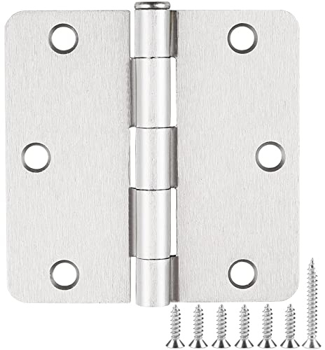 24 Pack Brushed Nickel Door Hinges 3.5 Inch 1/4 Radius Corners Standard