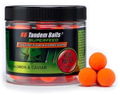 Tandem Baits Karpfen Futter Angelfutter Pop Ups Boilies Zig Rig Chod Rig SuperFeed Fluo Pop-Up 16 mm 70 g Fetter Lachs Und Kaviar