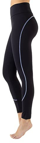 BODY&BEAUTY Anti-Cellulite Sportliche Leggings| Jogginghose mit Buntem Band | Schwarz| XS, S, M, L, XL | Made in Italy (M, Schwarz/Blau)