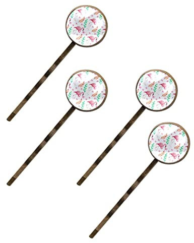 4 piezas accesorios para el cabello pasadores, pinzas para el cabello pintadas con flores de flamencos rosados pintados, pinza lateral para el cabello para mujeres