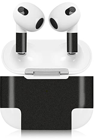 Finest Folia Aufkleber Set kompatibel mit Apple AirPod 3 kabellose Bluetooth Kopfhörer und Ladecase Vinyl Folie Skin Design Cover passgenau R189 (3. Generation, 03 Glitzer Schwarz)