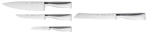 WMF Grand Gourmet Messerset 3teilig Made in Germany, 3 Messer geschmiedet & Grand Gourmet Brotmesser Wellenschliff 32 cm, Made in Germany, Brötchenmesser, Messer geschmiedet, Klinge 19 cm