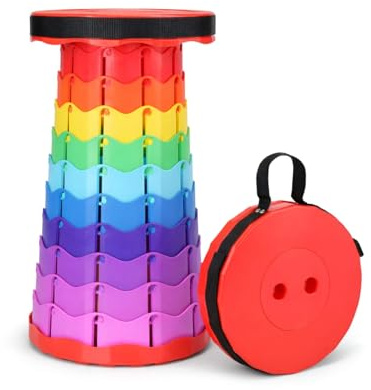Ermand Sgabello Telescopico Portatile Pieghevole – Regolabile in Altezza – Leggero e Resistente fino a 180 kg – Sgabello per Campeggio, Pesca, Viaggi, Trekking, Outdoor