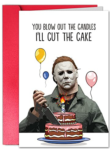 TQDaiker Michael Myers Birthday Card, Funny Birthday Card for Men, Horror Bday Card, Birthday Gift for Anyone