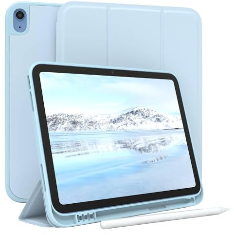 EAZY CASE - Schutzhülle mit Stifthalter für iPad 10. Generation 2022 Case 10.9 Zoll Hülle mit Stifthalterung Tablet Cover Touchpen Smartcase aufstellbar Klappcase Auto Sleep Wake Up Etui Blau