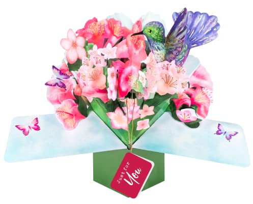 Pop Up Hummingbird & Flowers Just For You Card Suit Any Occasion POP223V21