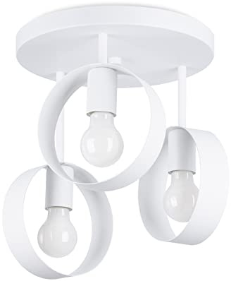 SOLLUX Lighting SL.1136 LED-Deckenleuchte für Wohnzimmer, legierter Stahl, E27-Fassung, weiß, 60 Watt, 32 cm x 32 cm x 29 cm