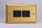 Varilight XB9B Quad Light Switch, 10A, 4-Gang, 2-Way, Classic Brushed Brass + Black Insert