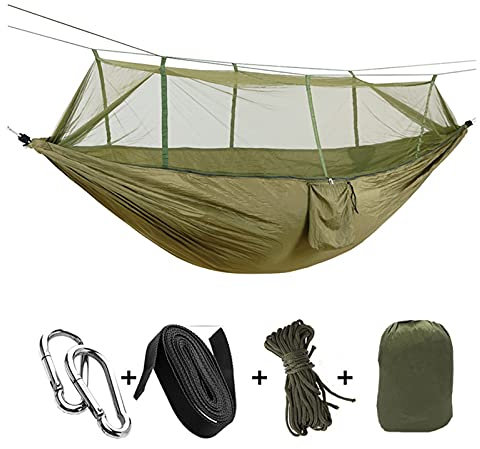 Amaca Comfort Casual Amaca da Campeggio/Giardino con zanzariera Mobili da Esterno 1-2 Persone Portatile Letto sospeso Forza Tessuto Paracadute Dormire Altalena