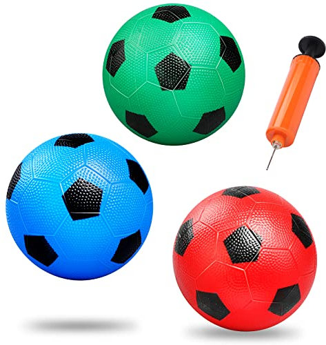 Dilabnda Mini Colorful Soccer Balls Football for Kids Toddlers, 6'' Indoor Soft Replacement Rubber Balls, Beach Pool Sports Playground Balls for Toddlers Babys (3PCS)