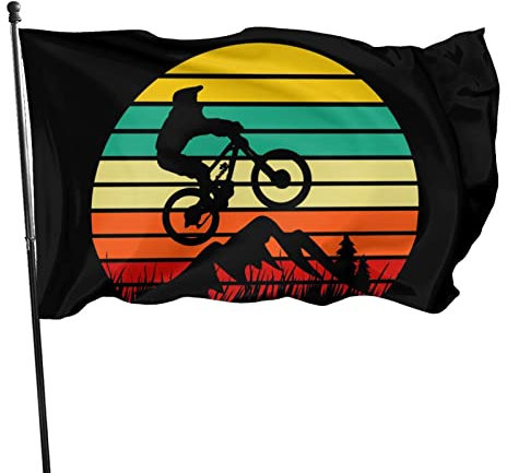 90X150cm House Sign Retro-Mountainbike-Downhill-Berg Dekorative Fahnen Wind Und Regenfeste Hofflagge Verblassen Beständig Gartenfahne Décor Für Porch Bauernhof Outdoor