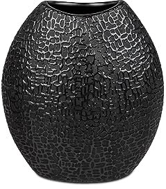 Formano Blumenvase Dekovase Vase aus Keramik 21x17x8cm in schwarz-matt