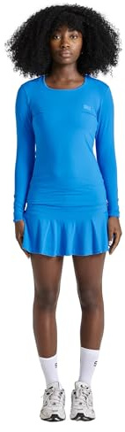 Sportkind Mädchen & Damen Tennis, Running, Sport Langarm Shirt mit Rundhalsausschnitt, UV-Schutz UPF 50+, atmungsaktiv, Cyan blau, Gr. 164