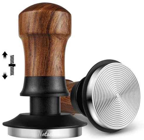 NOTSEK Tamper 51mm,Espresso Tamper mit Ripple Base, Walnuss Kaffee Tamper mit 304 Edelstahl Base, Kaffee Tamper 51mm für Siebträger 51mm Barista Zubehör