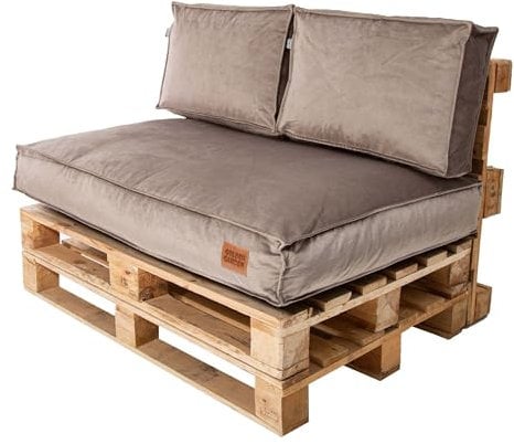 GoldenGroup Gartenset Kissen für Palettenmöbel Cappuccino - Polsterstoff - Langlebiges und Wasserdichtes Material - Sitzkissen 120cm x 80cm x 15cm, Rückenkissen (2X) 60cm x 40cm x 15cm