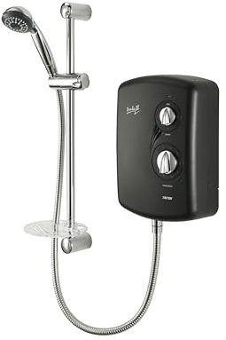 Triton Showers Amber 3, Shower Electric, 9.5 KW, Black, Electrical Showers, Replacement Shower, Anti Twist Hose, Bathroom Showering Unit