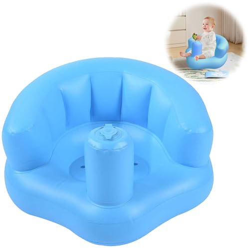 Asiento Inflable para Bebé, Silla de Ducha para Niños Pequeños, Silla Inflable Portátil de PVC para Niños, Asiento de Apoyo para Bebé para Sentarse para Bañarse Jugar Aprender a Sentarse (Azul)