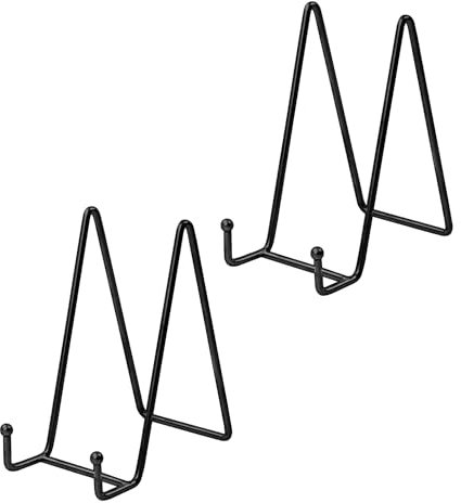 Soportes de Exhibición de Placas,2 Piezas Soportes de Placa para Exhibición Soporte de Placa de Hierro Caballete Soporte de Exhibición para Libros de Cocina, Fotos, Bowl, Placas, Tablets (Negro)