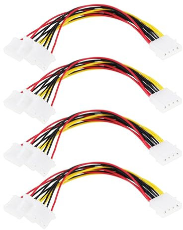 Create idea 4Uds. Cable De Alimentación Molex para Chasis 4 Pines 1 Macho A 3 Hembra Cable Adaptador Molex De 19cm para Ordenador De Disco Duro IDE