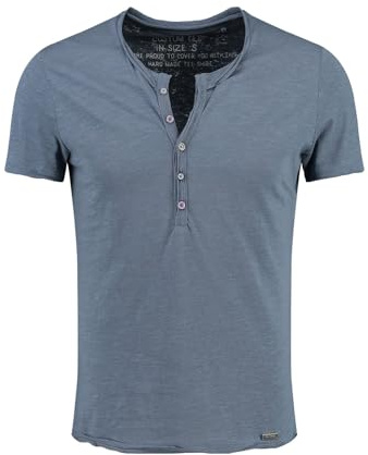 KEY LARGO Herren Henley T-Shirt Lemonade mit Knopfleiste körperbetonte Passform Vintage Look MT00122