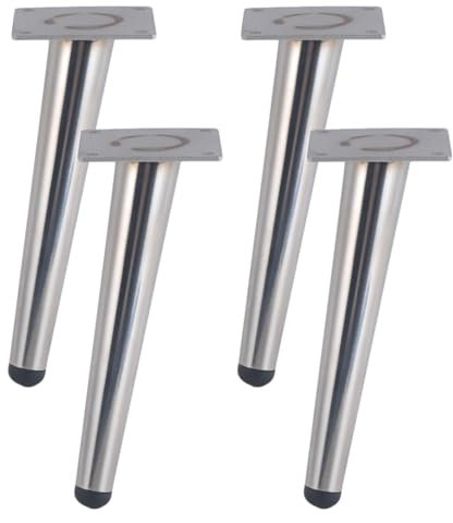 Tischbeine Eisen, 4 Stück DIY Silber Tischfüße Höhe: 10-72cm Couchtisch/TV Tisch/Schreibtische/Kommode/Nachttisch Beine Möbelfüße Schräge Konisch Galvanikfläche Oberflächenbehandlung-25cm/9.8in