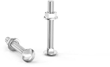 ORTAVA Tornillos de bloqueo Pernos M5 × 40 galvanizados DIN 603 (20 unidades), con tuerca de brida hexagonal, de acero al carbono, cabeza semicircular cuadrada