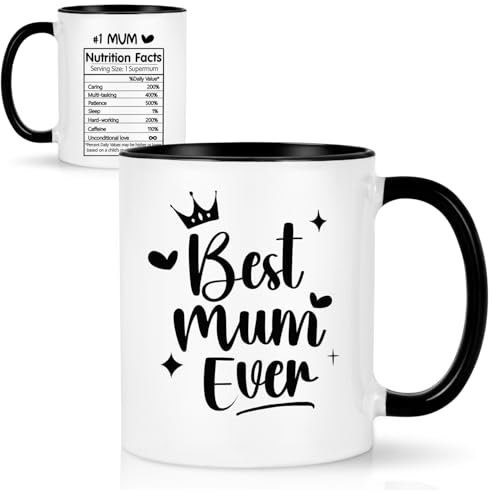 Joymaking Mum Gifts Coffee Mug - Best Mum Ever for Birthday, Christmas, Mother's Day - Funny Gift From Daughter, Son, Kids - Black 11Oz