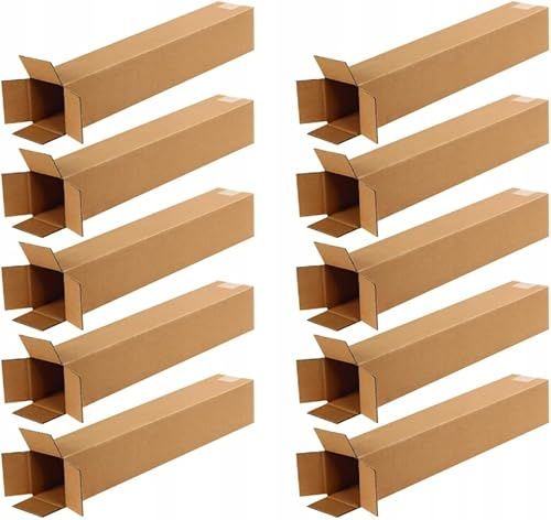 EraGreen Premium Versandhülse eckig 10 Stück - Karton 200 x 200 x 800mm Versandkarton DHL, DPD, GLS Faltkarton 1-Wellig FEFCO201 B-Welle