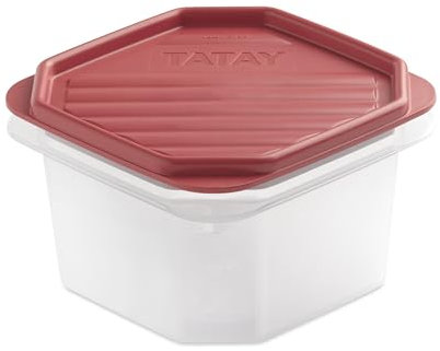 TATAY Fiambrera de Alimentos, Hermética, 0,6L de Capacidad, Tapa Flexible a Presión, Libre de BPA, Apto Microondas y Lavavajillas, Color Arandano. Medidas: 12 x 12 x 7.5 cm
