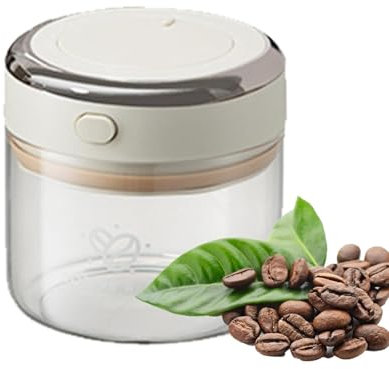 Kixolazr Coffee Bean Holder,Glass Coffee Storage Container - Leak-proof Vacuum Coffee Canister, Food Storage Organizer With Airtight Lid Seal For Grounds Coffee