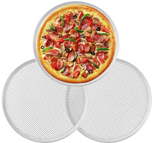 Suimlmta 3 PCS Pizza Tray 10 Inch Aluminum Pizza Screen Pan Non Stick Round 25.4cm Pizza Mesh Baking Trays for Oven