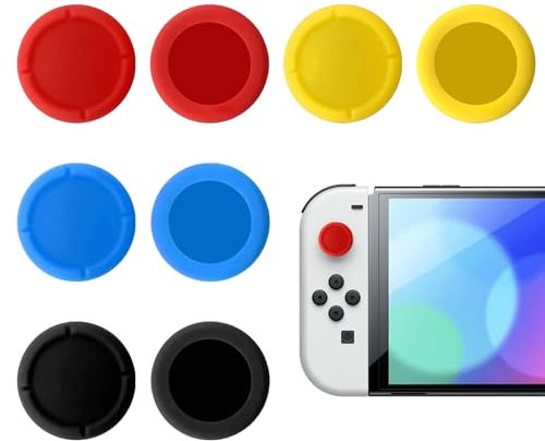 2025 Ersatzkappe für Controller Switch Joystick Kappen - 4 Pairs Thumbsticks Protege für Switch/Lite Silikon Joystick Schutzzubehör 3D Grips Caps (Vier Farben)