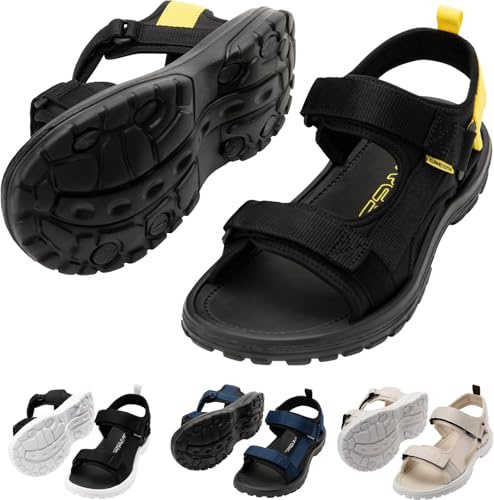 Cressi Pete Sandal Black/Yellow 42 - Sandalia Unisex Ideal para los Días de Verano en la Playa, Diseñada para el Confort y la Practicidad en Entornos Acuáticos, Negro/Amarillo, 42