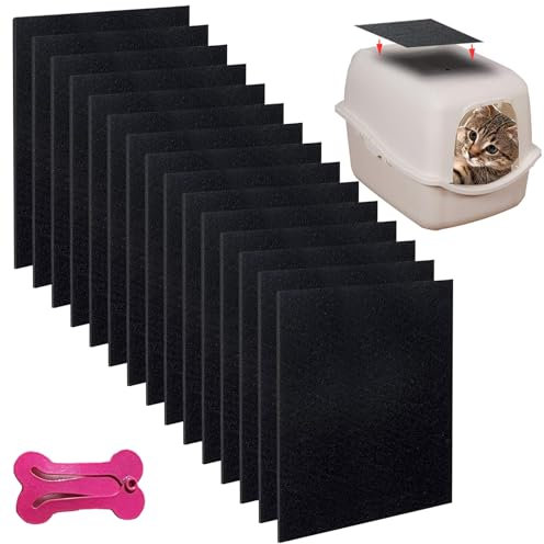 Cutiolly Aktivkohlefilter Katzenklo,15pcs Aktivkohlefilter Katzenstreukästen,Ersatz Filter Katzenklo,Katzenklo Filter für Deckel,Geruchsneutralisierer Katzenklo Filter,Filter für Katzentoilette