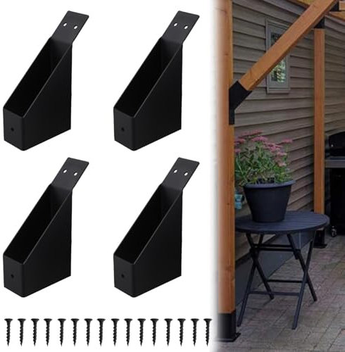 HEBEOT Pergola Brackets 45-Degree Angle Bracket Gazebo Bracket 45 Degree Angle Support Bracket for Pergola DIY Needs, Gazebos, Garage 9.7*4.5*14.5*5.4*5 Cm(4pcs)