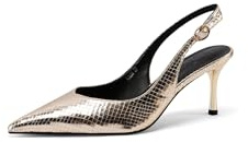 QUEEN HELENA Décolleté Slingback Scarpe Eleganti a Punta Chiusa Donna K3669 (Oro, Sistema Taglie Calzature EU, Adulto, Donna, Numero, Media, 40)