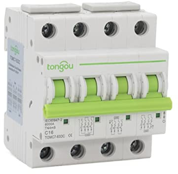 AYXAMO Disjoncteur,Disjoncteur DifféRentiel 4P DC 6A 10A 16A 25A 32A 40A 50A 63A DC 1000V 6KA Disjoncteur Solar disjoncteur DC MCB(16A)
